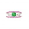 Bague Emeraude, Saphirs roses et Diamants 2
