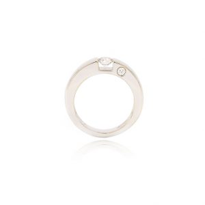 Bague de fiançailles - Solitaire épuré or gris et diamants