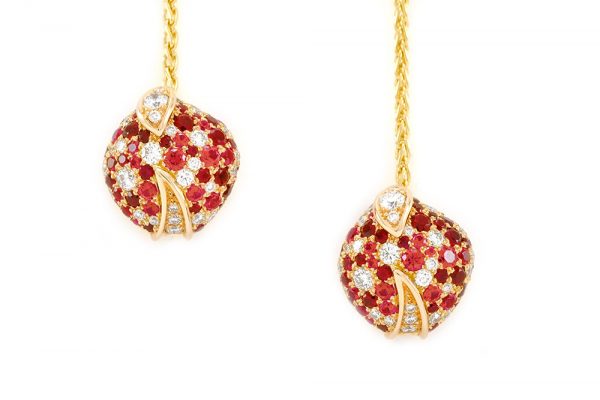 Boucles d'oreilles Eclosion - Rubis et or rouge 3