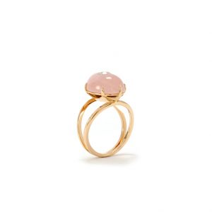 Bague Lotus Rose - Quartz, or rouge et diamant - 6