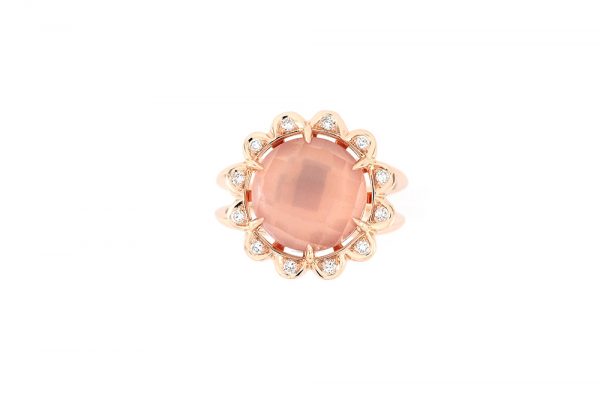 Bague Quartz Rose - Quartz, Diamants et Or 4