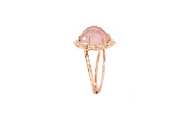 Bague Quartz Rose - Quartz, Diamants et Or 5