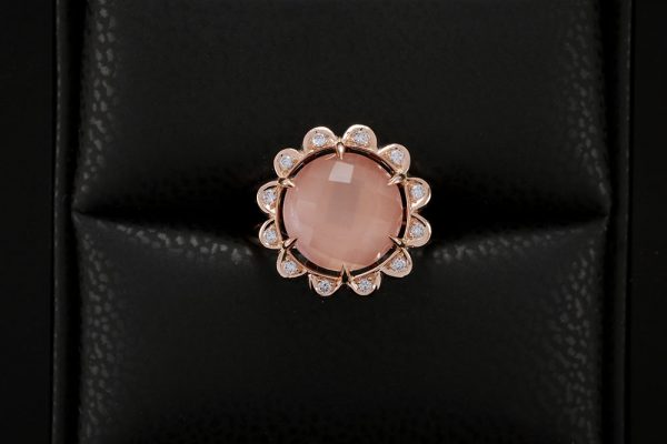 Bague Quartz Rose - Quartz, Diamants et Or 6