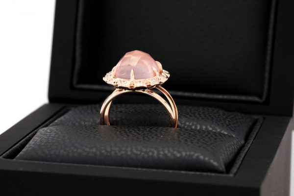 Bague Quartz Rose - Quartz, Diamants et Or 7