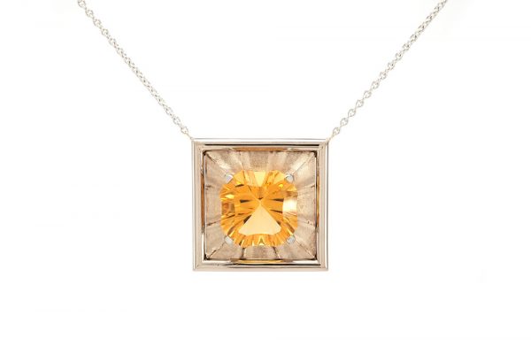 Pendentif Maya - Or Blanc 18k et Citrine 1