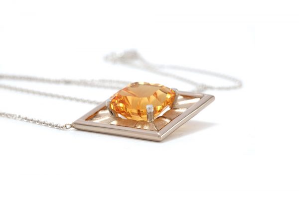 Pendentif Maya - Or Blanc 18k et Citrine 3