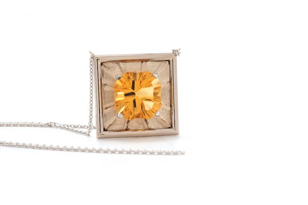 Pendentif Maya - Or Blanc 18k et Citrine 4