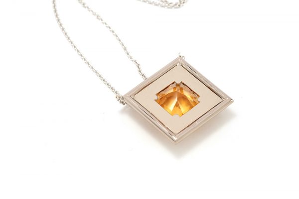 Pendentif Maya - Or Blanc 18k et Citrine 5