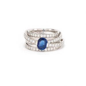 Bague Lien Saphir - Or Blanc, Saphir et diamants 4