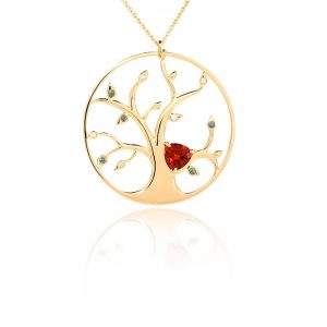 Pendentif Tree Of Life - Or Jaune, Opale de Feu 1