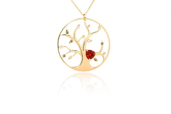 Pendentif Tree Of Life - Or Jaune, Opale de Feu 1