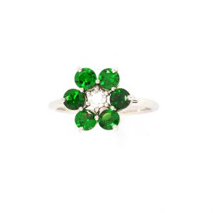 Bague Lucky Charm, Tsavorites et diamant sur or blanc 5