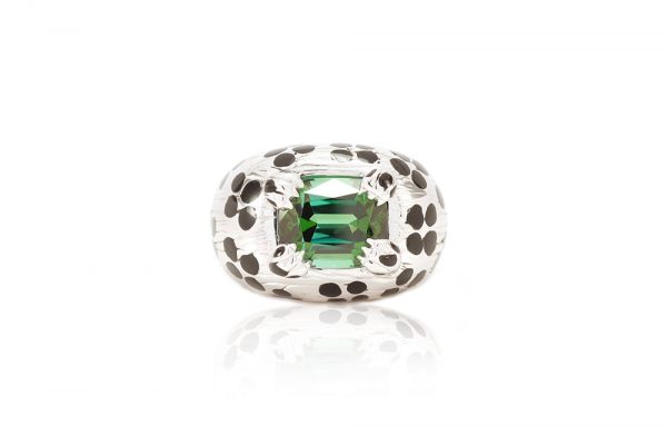 Bague Grrrrr, Or blanc Tourmaline et Laque 1