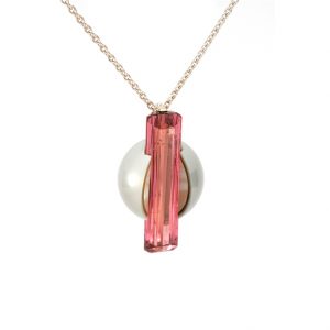 Pendentif Cristal, Or perle et tourmaline 1