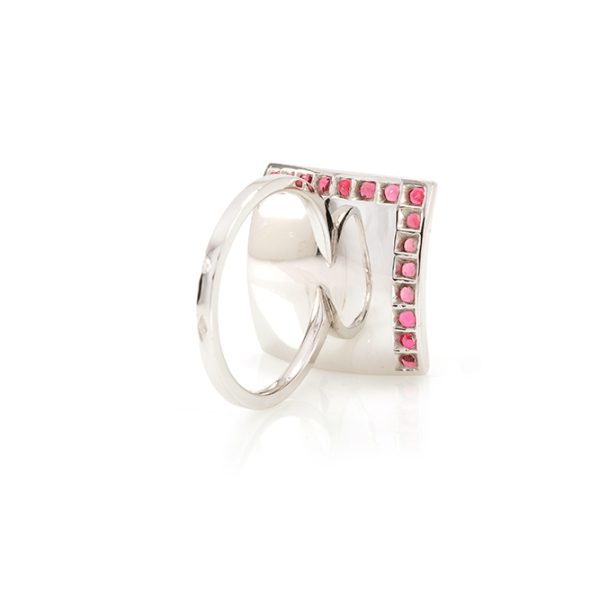 Bague Nymphéa, Or Blanc 18k, Grenat Tsavorite et Spinelles 5