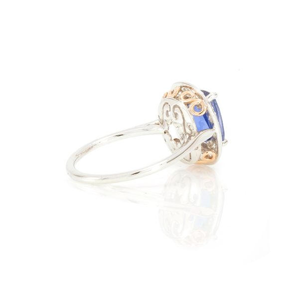 Bague entourage Océane, or blanc 18k, diamants et saphir 3