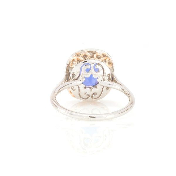 Bague entourage Océane, or blanc 18k, diamants et saphir 4