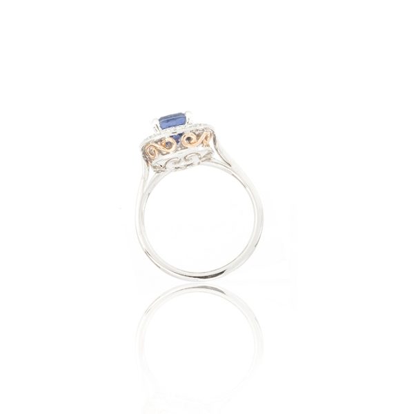 Bague entourage Océane, or blanc 18k, diamants et saphir 5