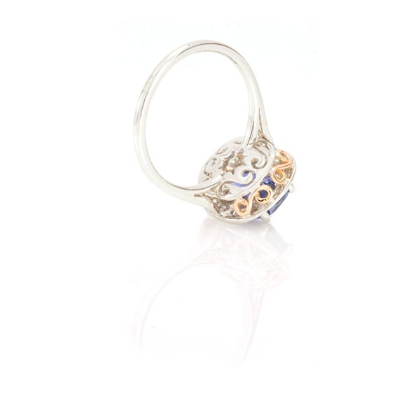 Bague entourage Océane, or blanc 18k, diamants et saphir 7