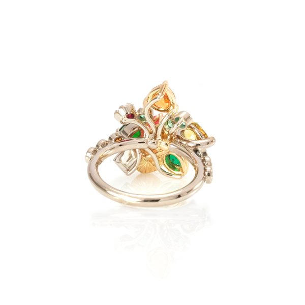Bague New Born, or 18k, pierres précieuses et perle 3