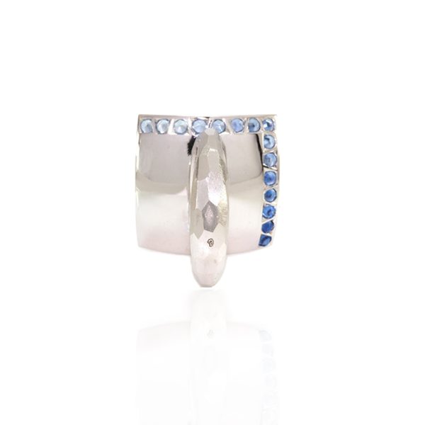 Bague Nymphéa Bleue, or grenat et saphirs 5