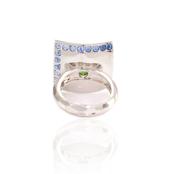 Bague Nymphéa Bleue, or grenat et saphirs 6