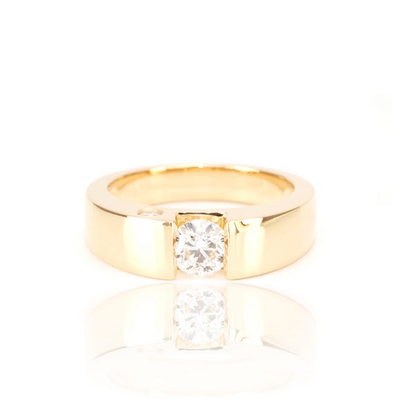 Solitaire Epuré, or jaune et diamants 1