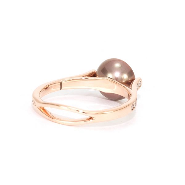 Solitaire Ma Perle, or rouge, diamants et zircon 3