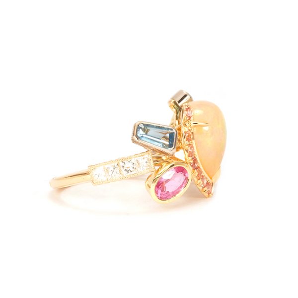 Bague Colibri, or et pierres précieuses 2