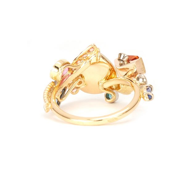 Bague Colibri, or et pierres précieuses 4