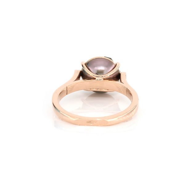 Bague or, Tourmaline et perle