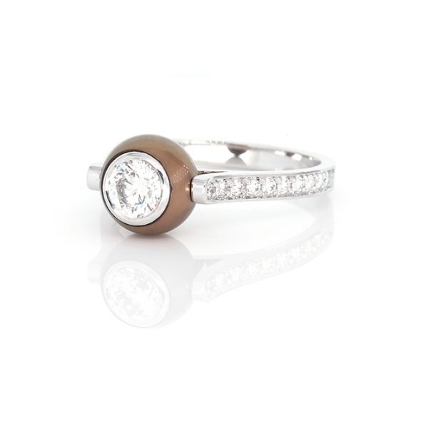 Solitaire, or, perle de Tahiti et diamants 5