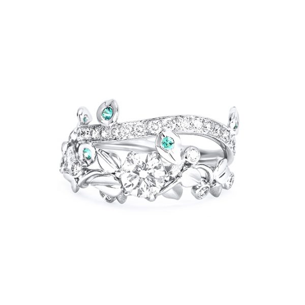 alliance Rosée or blanc, diamant tourmaline paraïba 3