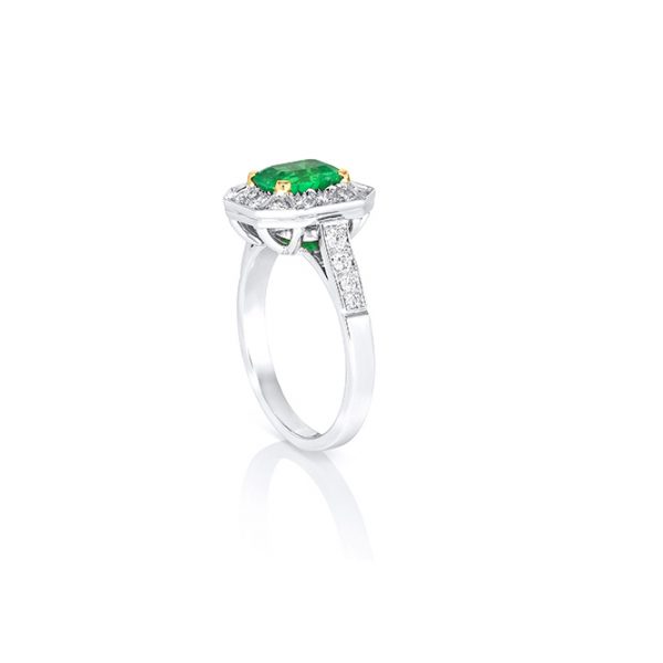 bague or blanc, diamants et émeraude 4