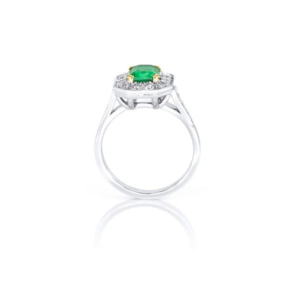 bague or blanc, diamants et émeraude 3