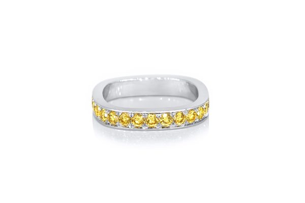 Or blanc palladié 18k, diamant jaune jonquille 4