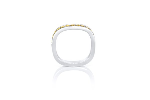 Or blanc palladié 18k, diamant jaune jonquille 3