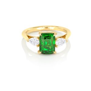 Or jaune 18K, diamants poire et grenat tsavorite 7