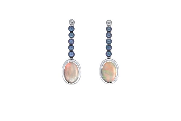 Boucles d'oreilles Phileas Fogg, or opale et perles 3