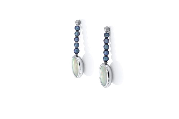 Boucles d'oreilles Phileas Fogg, or opale et perles 2