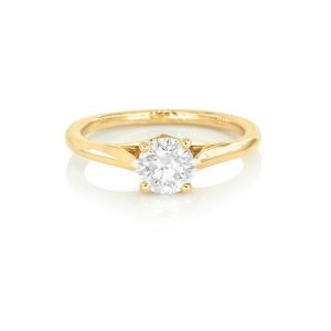 Solitaire Nature en or jaune et diamant 5