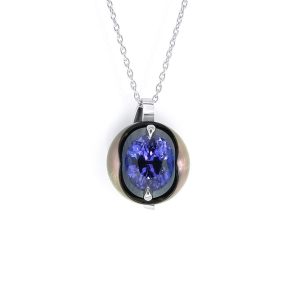 pendentif caviar bleu Tanzanite et perle