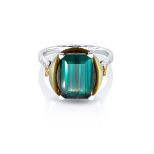 Bague perle, or 18K et tourmaline 6