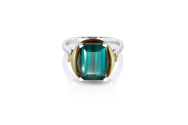 Bague perle, or 18K et tourmaline 6