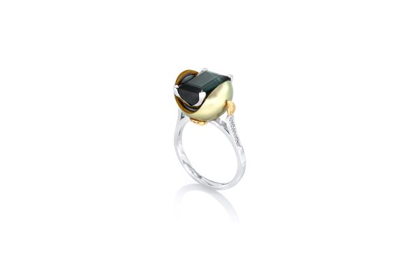 Bague perle, or 18K et tourmaline 3