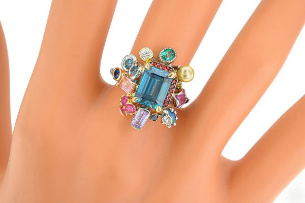 Bague Goa, or, platine et pierres précieuses 8