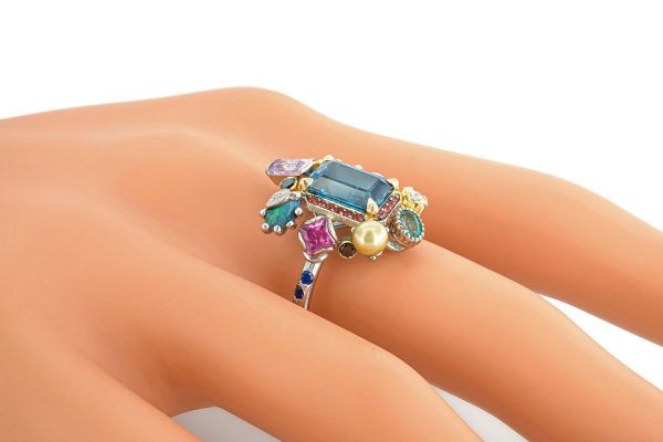 Bague Goa, or, platine et pierres précieuses 7