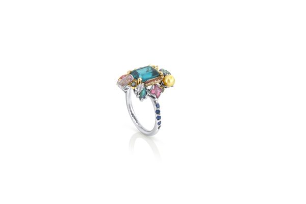 Bague Goa, or, platine et pierres précieuses 1