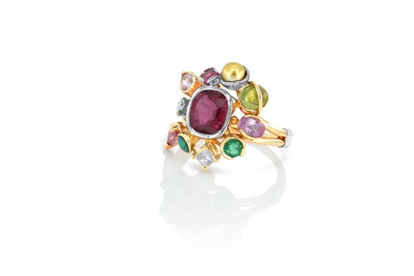 bague panier gourmand, or et pierres précieuses 2