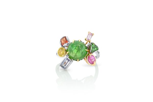 bague savane or 18k, pierres précieuses 8